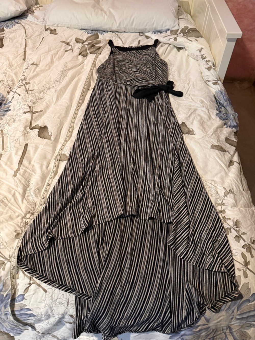 Anthropologie Maeve Black and White Striped High-Low Dress